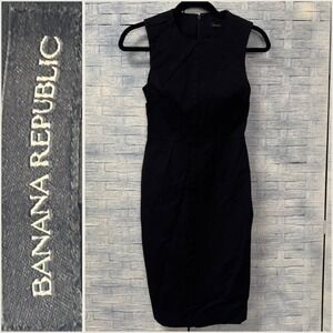 Banana Republic Petite Black Sleeveless Sheath Dress Size 00